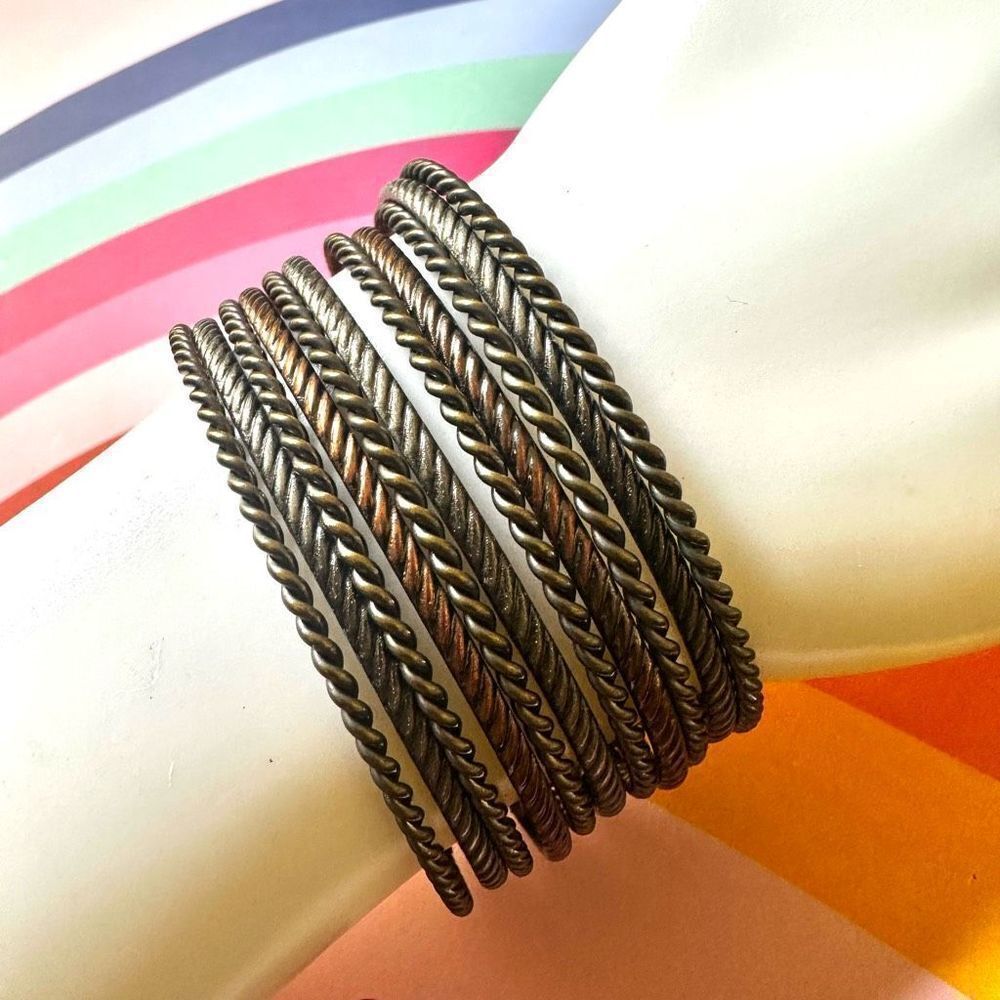 Silver and copper tone multi metal cuff bracelet